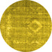 Round Persian Yellow Traditional Rug, tr3593yw