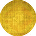 Round Persian Yellow Traditional Rug, tr3594yw