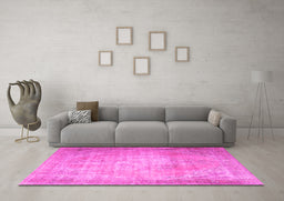 Machine Washable Persian Pink Traditional Rug in a Living Room, wshtr3594pnk