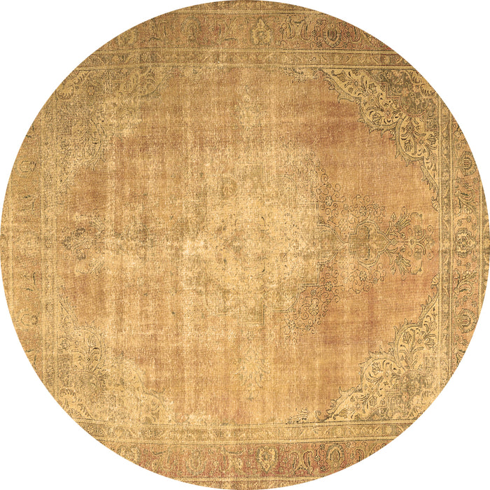 Round Persian Brown Traditional Rug, tr3594brn