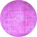 Round Persian Purple Traditional Rug, tr3594pur