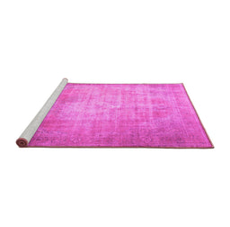 Sideview of Machine Washable Persian Pink Traditional Rug, wshtr3594pnk