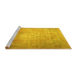Sideview of Machine Washable Persian Yellow Traditional Rug, wshtr3594yw