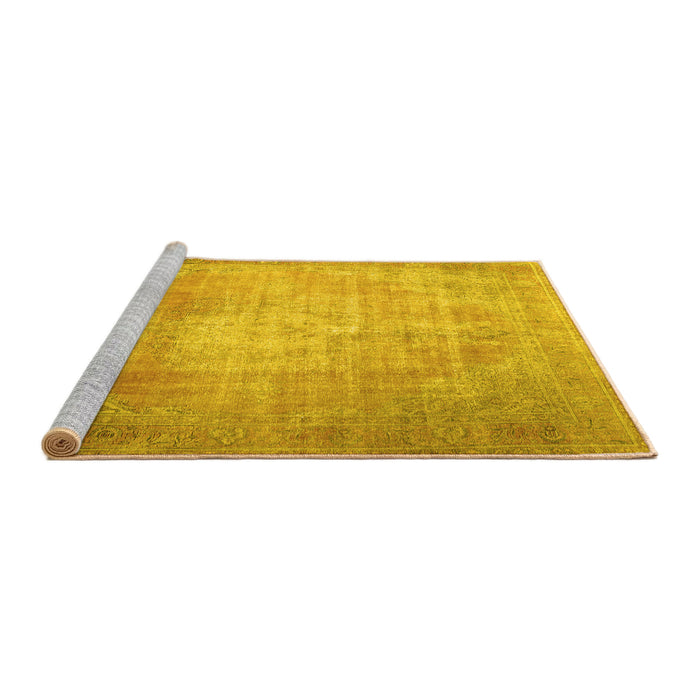 Sideview of Machine Washable Persian Yellow Traditional Rug, wshtr3594yw