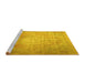 Sideview of Machine Washable Persian Yellow Traditional Rug, wshtr3594yw