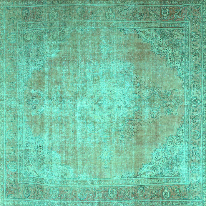 Square Persian Turquoise Traditional Rug, tr3594turq