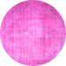 Round Persian Pink Traditional Rug, tr3594pnk