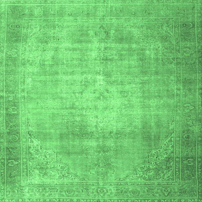 Square Machine Washable Persian Emerald Green Traditional Area Rugs, wshtr3594emgrn