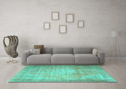 Machine Washable Persian Turquoise Traditional Area Rugs in a Living Room,, wshtr3594turq