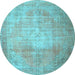 Round Persian Light Blue Traditional Rug, tr3594lblu