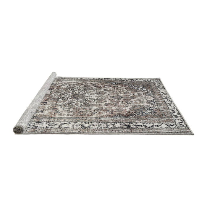 Sideview of Machine Washable Traditional Pale Silver Gray Rug, wshtr3595
