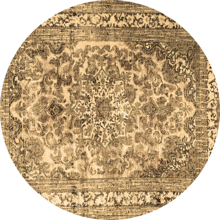 Round Machine Washable Persian Brown Traditional Rug, wshtr3595brn
