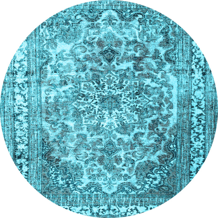 Round Persian Light Blue Traditional Rug, tr3595lblu
