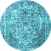 Round Persian Light Blue Traditional Rug, tr3595lblu