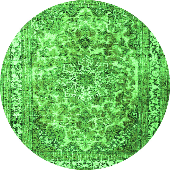 Square Persian Green Traditional Rug, tr3595grn