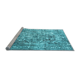 Sideview of Machine Washable Persian Light Blue Traditional Rug, wshtr3595lblu