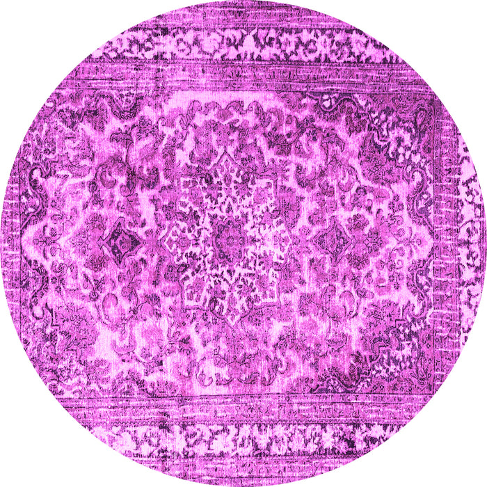 Round Machine Washable Persian Pink Traditional Rug, wshtr3595pnk