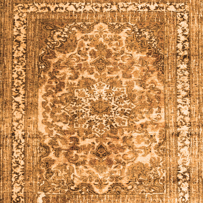 Round Machine Washable Persian Orange Traditional Area Rugs, wshtr3595org