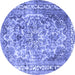 Round Persian Blue Traditional Rug, tr3595blu
