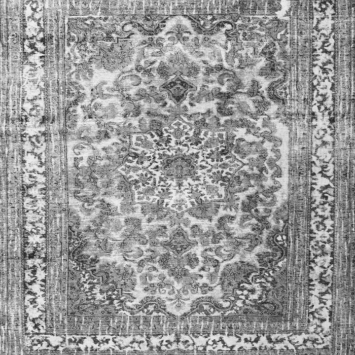 Round Machine Washable Persian Gray Traditional Rug, wshtr3595gry