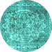 Round Persian Turquoise Traditional Rug, tr3595turq