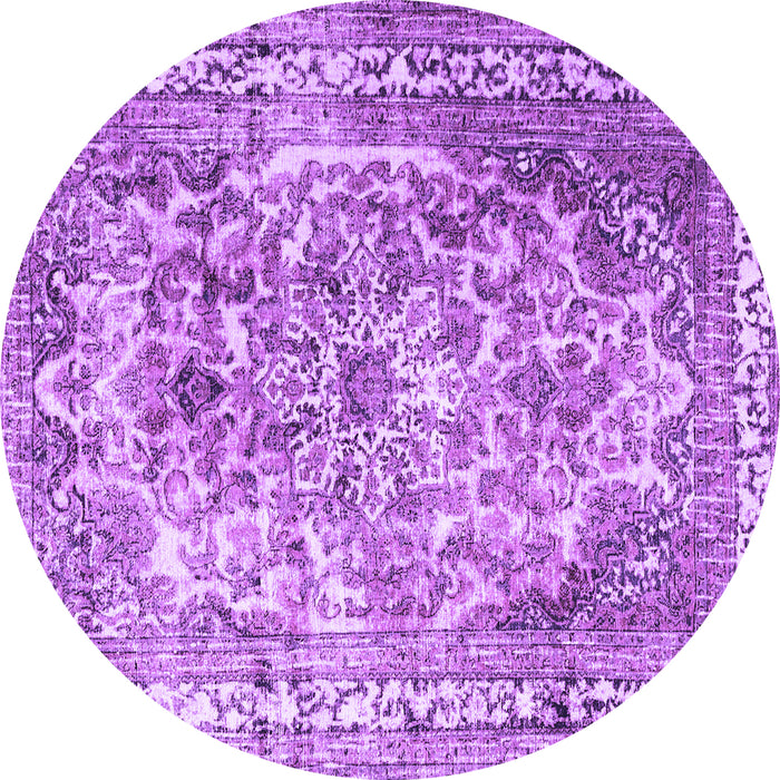Round Machine Washable Persian Purple Traditional Area Rugs, wshtr3595pur