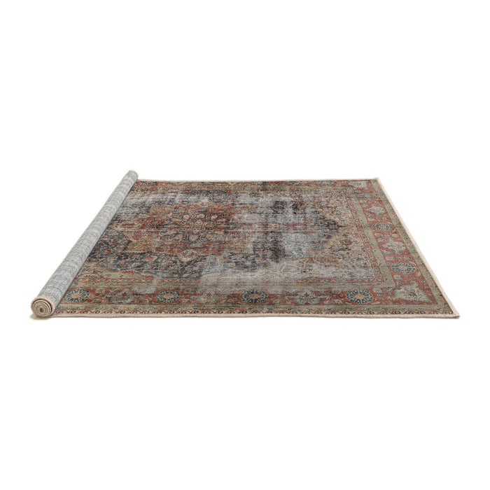Sideview of Machine Washable Traditional Sienna Brown Rug, wshtr3596