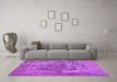 Machine Washable Persian Purple Traditional Area Rugs in a Living Room, wshtr3596pur