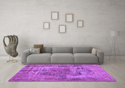 Machine Washable Persian Purple Traditional Area Rugs in a Living Room, wshtr3596pur
