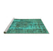 Sideview of Machine Washable Persian Turquoise Traditional Area Rugs, wshtr3596turq