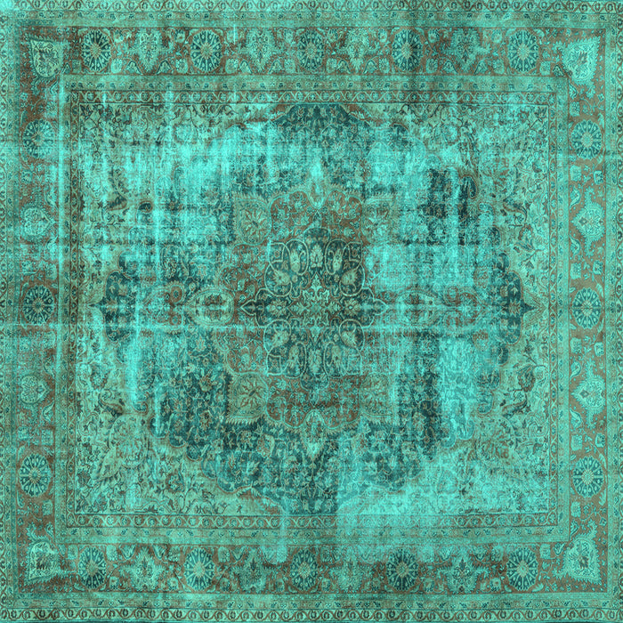 Square Machine Washable Persian Turquoise Traditional Area Rugs, wshtr3596turq