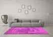 Machine Washable Persian Pink Traditional Rug in a Living Room, wshtr3596pnk