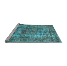 Sideview of Machine Washable Persian Light Blue Traditional Rug, wshtr3596lblu