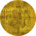 Round Persian Yellow Traditional Rug, tr3596yw