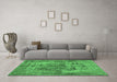 Machine Washable Persian Emerald Green Traditional Area Rugs in a Living Room,, wshtr3596emgrn