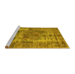 Sideview of Machine Washable Persian Yellow Traditional Rug, wshtr3596yw