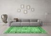 Machine Washable Persian Emerald Green Traditional Area Rugs in a Living Room,, wshtr3597emgrn