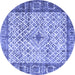 Round Persian Blue Traditional Rug, tr3597blu