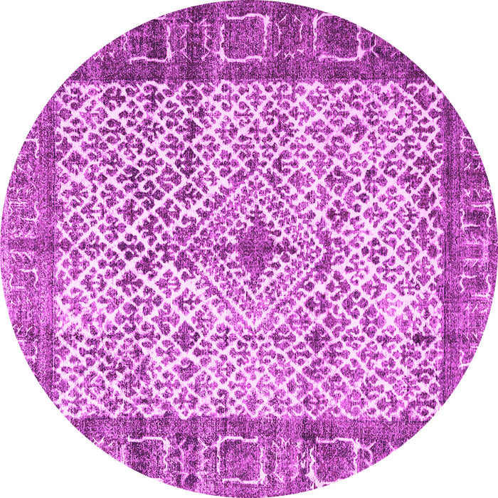 Round Machine Washable Persian Pink Traditional Rug, wshtr3597pnk