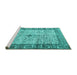 Sideview of Machine Washable Persian Turquoise Traditional Area Rugs, wshtr3597turq