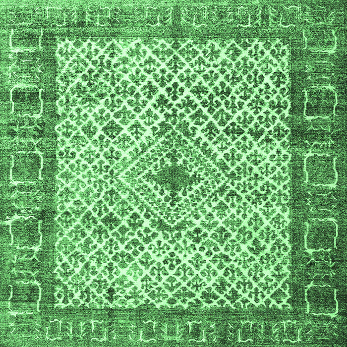 Square Persian Emerald Green Traditional Rug, tr3597emgrn