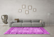 Machine Washable Persian Pink Traditional Rug in a Living Room, wshtr3597pnk