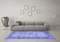 Machine Washable Persian Blue Traditional Rug, wshtr3597blu