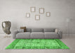 Machine Washable Persian Green Traditional Area Rugs in a Living Room,, wshtr3597grn