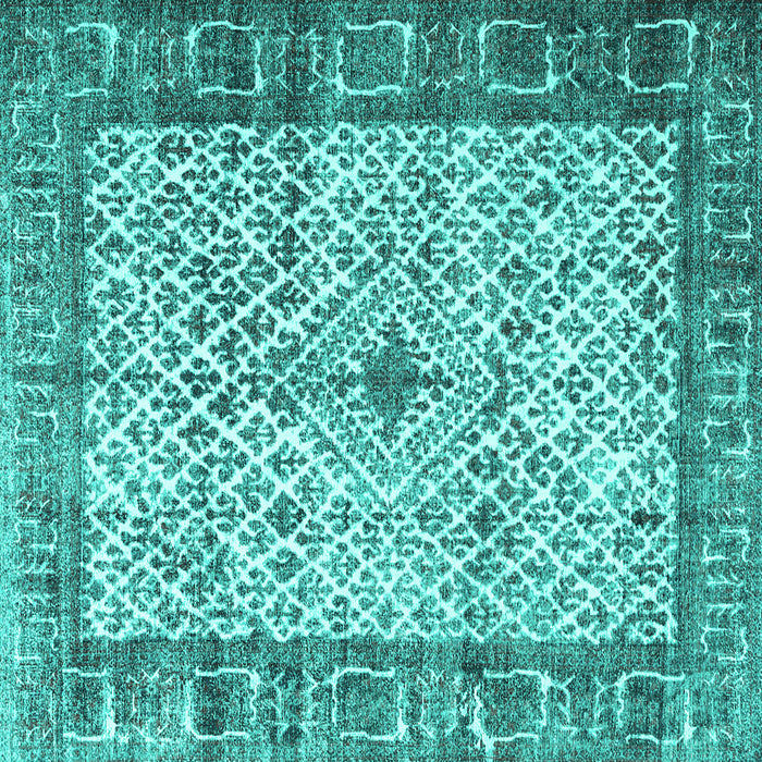 Square Machine Washable Persian Turquoise Traditional Area Rugs, wshtr3597turq