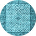 Round Persian Light Blue Traditional Rug, tr3597lblu