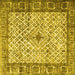 Square Machine Washable Persian Yellow Traditional Rug, wshtr3597yw