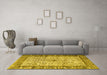 Machine Washable Persian Yellow Traditional Rug in a Living Room, wshtr3597yw