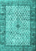 Machine Washable Persian Turquoise Traditional Area Rugs, wshtr3597turq