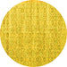 Round Persian Yellow Traditional Rug, tr3598yw